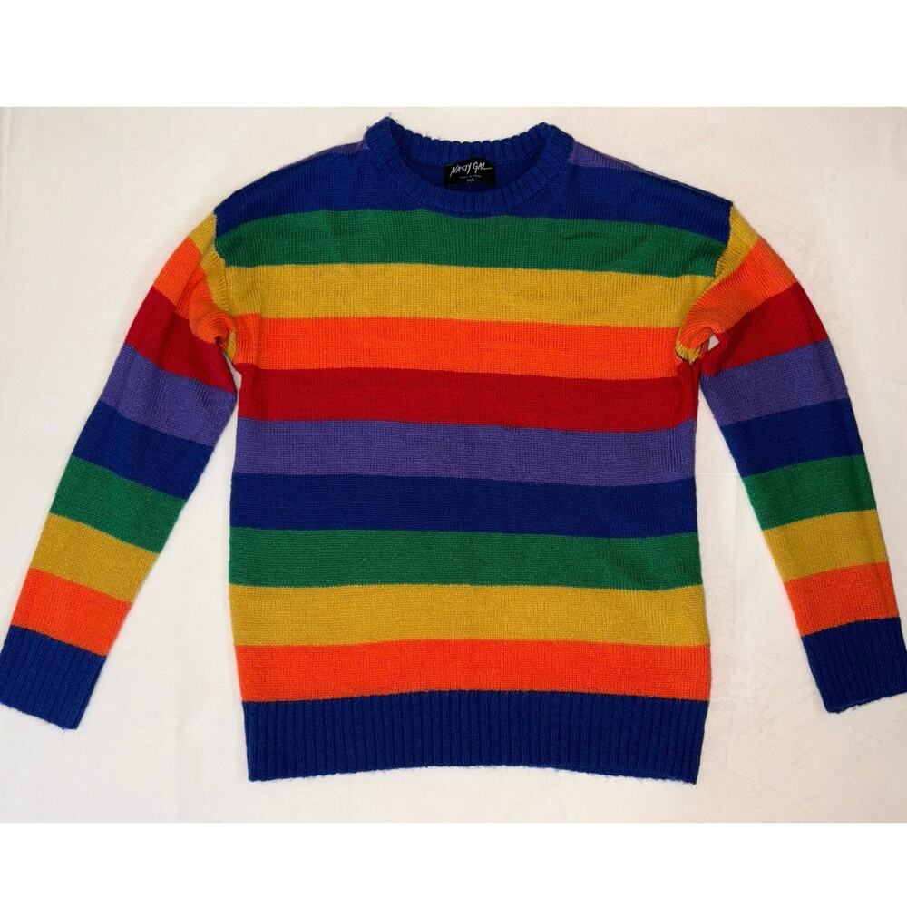 Nasty Gal Women’s M/L Rainbow Crewneck Sweater